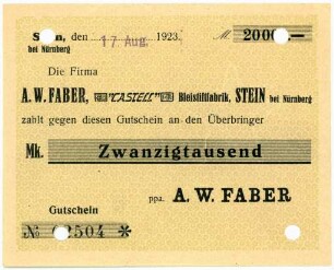Geldschein / Notgeld, 20.000 Mark, 17.8.1923