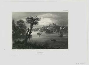 Ansicht von Albany im Bundesstaat New York, Stahlstich, um 1830 : Albany on the Hudson / Drawn after nature. - Hildburghausen : Bibliographisches Inst., [um 1830?]. - 1 Kunstbl. : Stahlst., 16 x 11 cm Zählung oben rechts: DCCCLXXXXVI