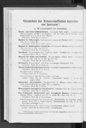 Verzeichnis der Wissenschaftlichen Anstalten und Seminare