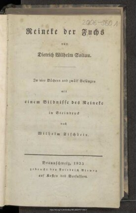 Reineke der Fuchs : Jn vier Büchern und zwölf Gesängen