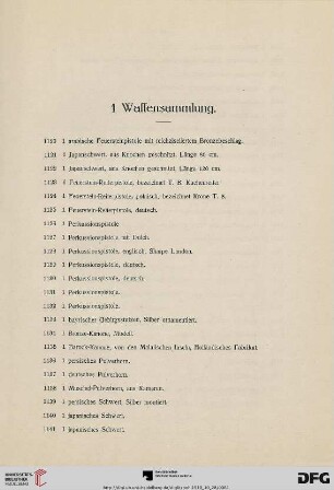 1 Waffensammlung (Nr. 1120-1168)