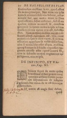 De Infinito, Et Vacuo, Cap. XI.