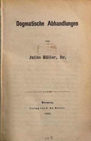 Dogmatische Abhandlungen