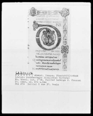 Psalter Ludwigs des Deutschen — Initiale D und Bordüre, Folio 27verso