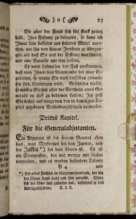 Drittes Kapitel. Für die Generaladjutanten.