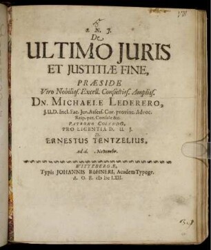 De Ultimo Iuris Et Iustitiae Fine