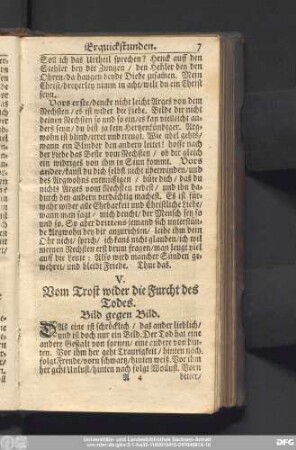 V. Vom Trost wider die Furcht des Todes. Bild gegen Bild.