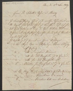 Brief an B. Schott's Söhne : 21.09.1829