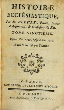 Histoire Ecclésiastique, 20. Depuis l'an 1339, jusqu'à l'an 1414