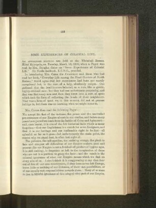 Some Experiences of Colonial Life. By Mrs. Douglas C