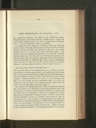 Some Experiences of Colonial Life. By Mrs. Douglas C