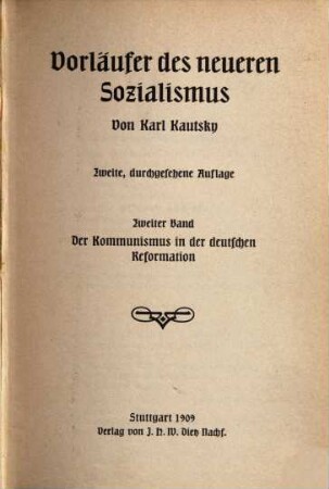 Vorläufer des neueren Sozialismus, 2. Der Kommunismus in der deutschen Reformation