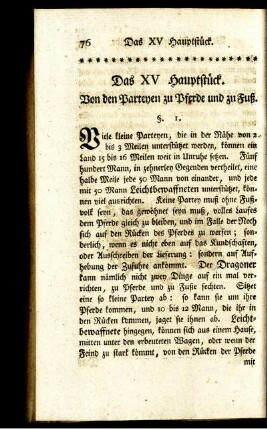 Das XV Hauptstück. Von den Parteyen zu Pferde und zu Fuß.