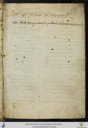 [1r] Besitzvermerk des Klosters Maulbronn (15. Jh).