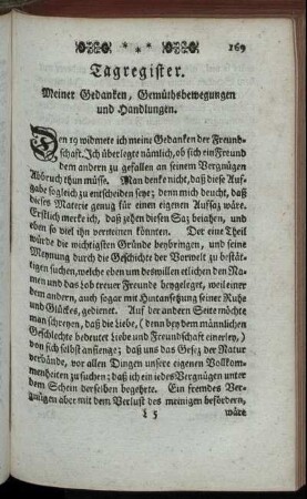Tagregister. Meiner Gedanken, Gemüthsbewegungen und Handlungen.