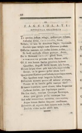 In Facciolati Opuscula Oratoria