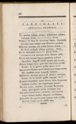 In Facciolati Opuscula Oratoria