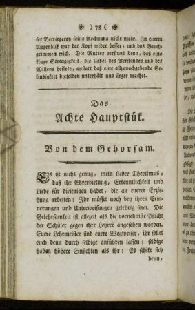 Das Achte Hauptstük. Von dem Gehorsam.
