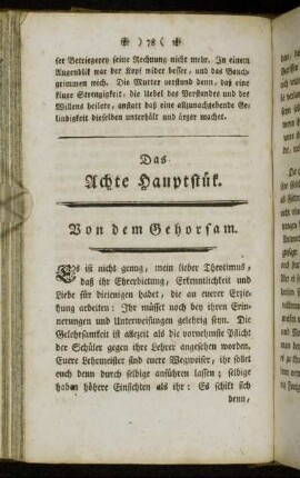 Das Achte Hauptstük. Von dem Gehorsam.