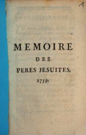 Mémoire des pères Jésuites