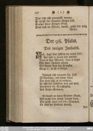 Der 98. Psalm. Des vorigen Innhalts.