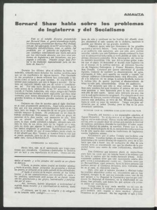 Bernard Shaw habla sobre los problemas de Inglaterra y del Socialismo