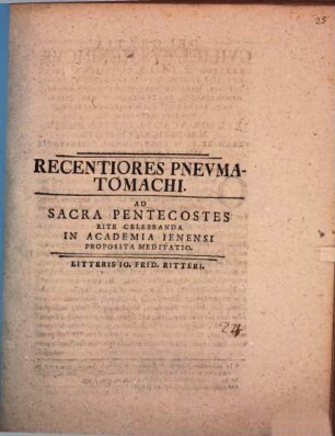 Recentiores Pnevmatomachi : Ad Sacra Pentecostes Rite Celebranda In Academia Ienensi Proposita Meditatio