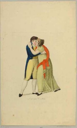 Leipziger Tracht um 1750 - sich küssendes, umarmendes Paar