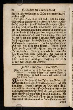 78-94, Jacob und Esau. Isaac segnete Jacob. Die Leiter Jacobs. Rachel und Lia.