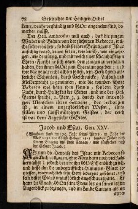 78-94, Jacob und Esau. Isaac segnete Jacob. Die Leiter Jacobs. Rachel und Lia.