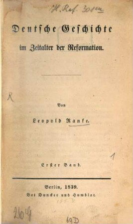 Deutsche Geschichte im Zeitalter der Reformation, 1
