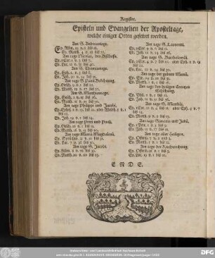Episteln und Evangelien der Aposteltage, welche einiger Orten gefeiret werden.