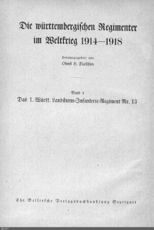 3: Das 1. Württembergische Landsturm-Infanterie-Regiment Nr. 13 im Weltkrieg 1915 - 1915