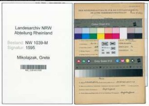 Entnazifizierung Grete Mikolajzak , geb. 10.09.1921 ()