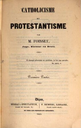 Catholicisme et protestantisme. 1