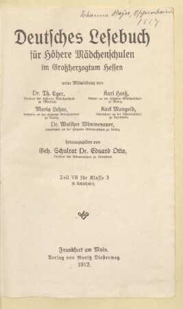 Teil 7 = Klasse 3 (8. Schuljahr), [Schülerband]: [Teil 7 = Klasse 3 (8. Schuljahr), [Schülerband]]