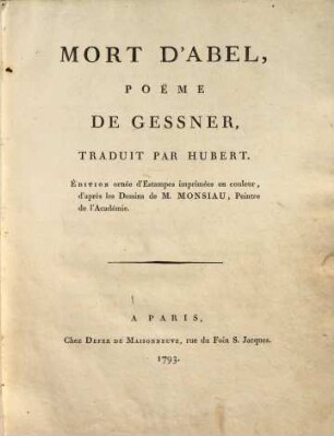 Mort d'Abel : poëme de Gessner