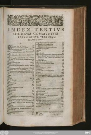 Index Tertius Locorum Communium, Rerum Atque Verborum Illustrium.
