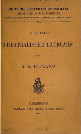 Über meine theatralische Laufbahn