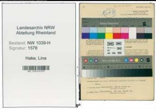 Entnazifizierung Lina Hake , geb. 22.11.1908 ()