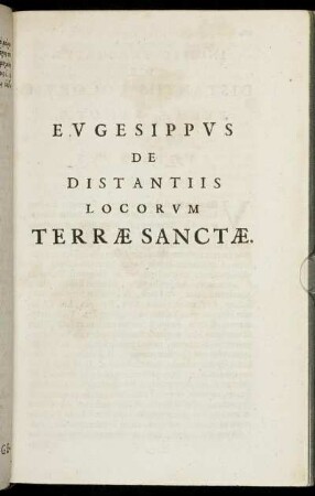 Eugesippus De Distantiis Locorum Terrae Sanctae