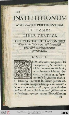 Liber tertius: De piis exercitationibus