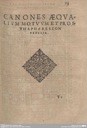 CANONES AEQUALIUM MOTUUM ET PROSTHAPHAERESEON VENERIS.