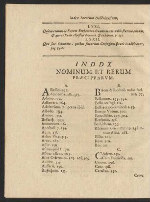 Inddx Nominum Et Rerum Praecipvarvm.