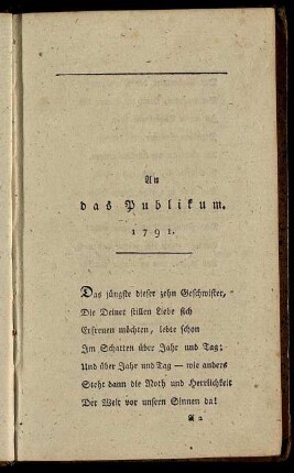 An das Publikum.