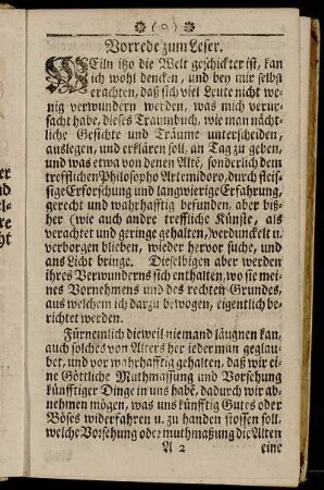 Vorrede zum Leser.