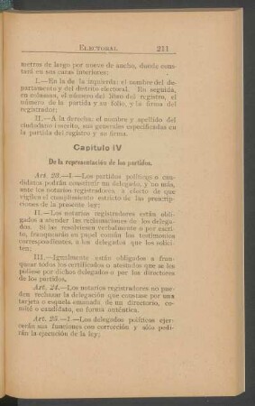 Capítulo IV - De la representación de los partidos.