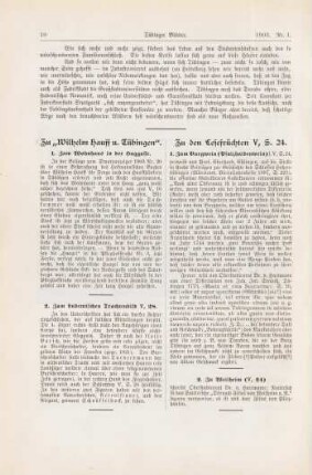 10 Zu Wilhelm Hauff in Tübingen. Zum studentischen Trachtenbild. Zu den Lesefrüchten