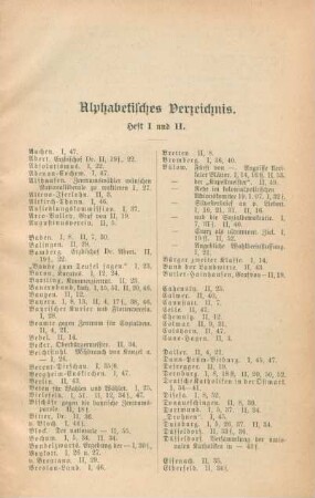 Alphabetisches Verzeichnis. Heft I und II