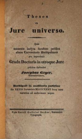Theses ex iure universo